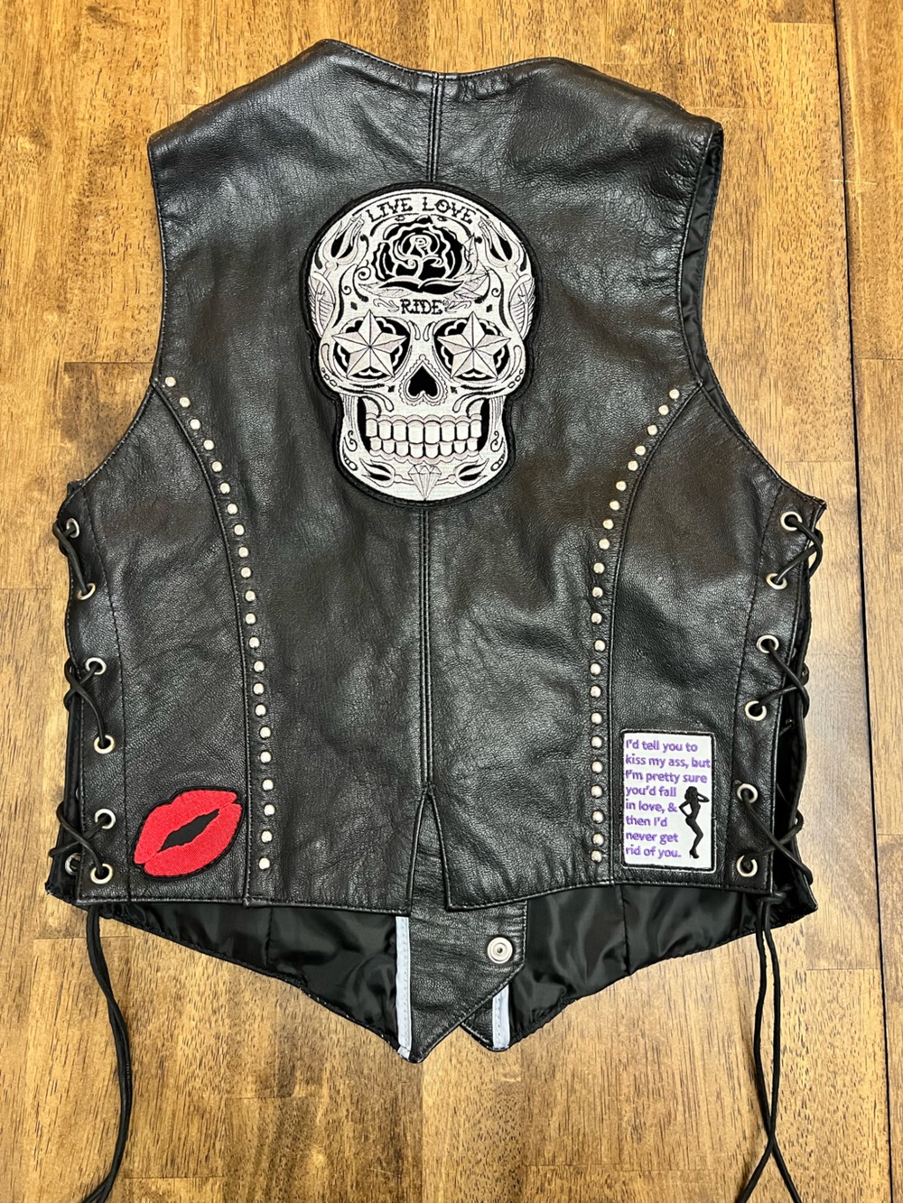 Unik Black Leather Vest - M